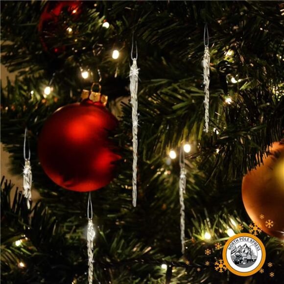 Twisted Clear Glass Icicle Christmas Ornaments for Christmas Trees - 24 Icicles - Picture 7 of 8